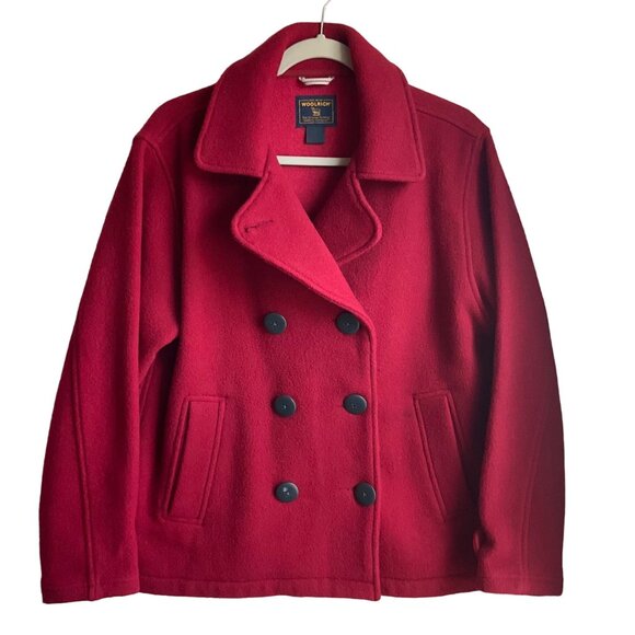 Woolrich Jackets & Blazers - Woolrich W Med Pea coat Wool bl Ruby Red Double breasted Preppy Valentines
